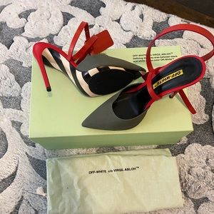 Off-White tag strap pumps